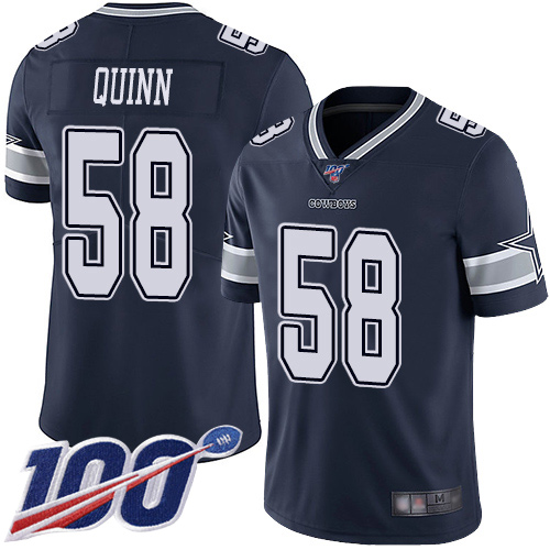 Men Dallas Cowboys Limited Navy Blue Robert Quinn Home #58 100th Season Vapor Untouchable NFL Jersey